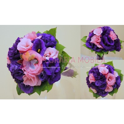 buchet mireasa cu lisianthus