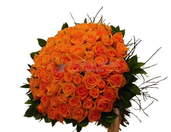 Buchet 101 Trandafiri Portocalii La 999 Lei Floraria Mobila