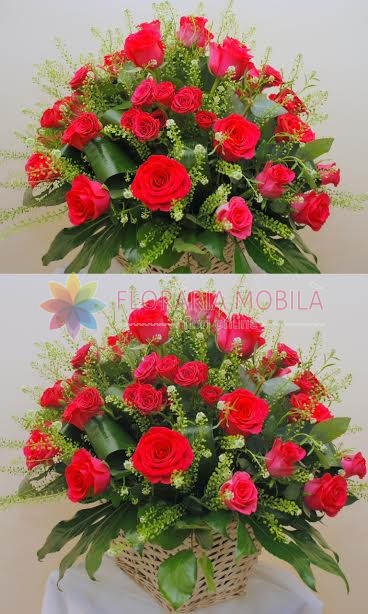 Cos Cu Trandafiri Rosii La 455 Lei Floraria Mobila