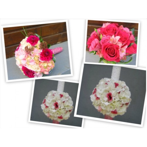 pachet nunta trandafiri, hortensie si lisianthus