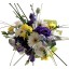 buchet din lisianthus, frezii si gerbera albe